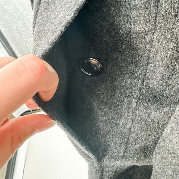 Burberry Coat Wool Pea Cashmere Grey Winter Plaid Ladies Jacket Check 8 - Picture 10 of 12